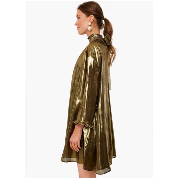 TUCKERNUCK RHODE Priya Gold Metallic Dress NWT Size S/XS - Picture 2 of 6